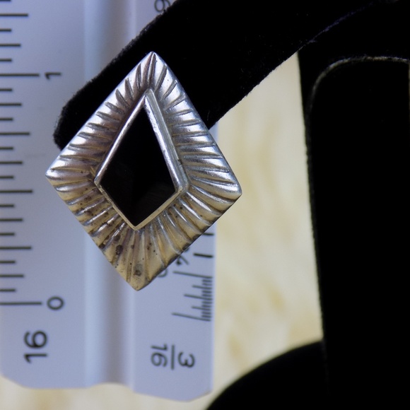 VINTAGE MEXICAN STERLING ONYX EARRINGS MARKED ND - Picture 8 of 8